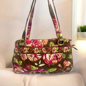 Vera Bradley Quilted Whitney English Rose Brown Pink Hipster Shoulder Bag